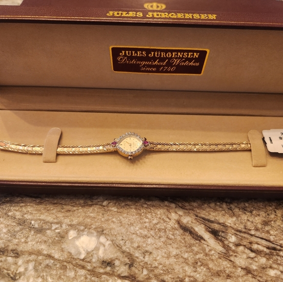 NWT RARE Jules Jurgensen Diamond Quartz Ladies Ruby & Diamond Watch - Picture 3 of 13